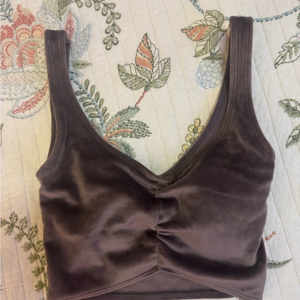 Velvet Crop Top in Deep Purple